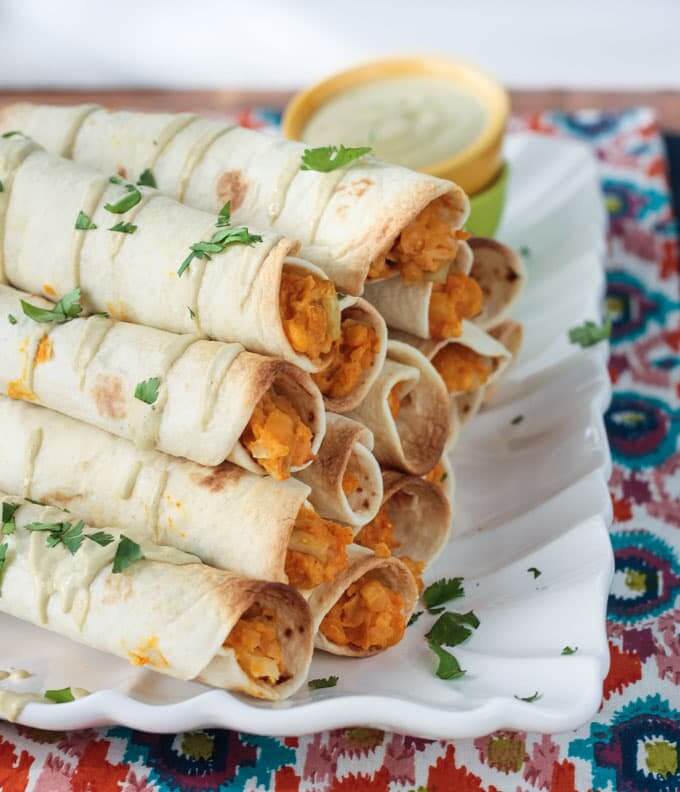 plant-based freezer meal, Chickpea and Artichoke Vegan Taquitos 