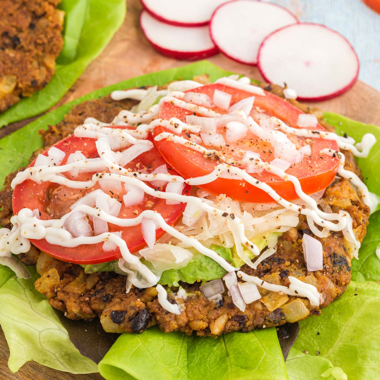 black bean burger with fixings