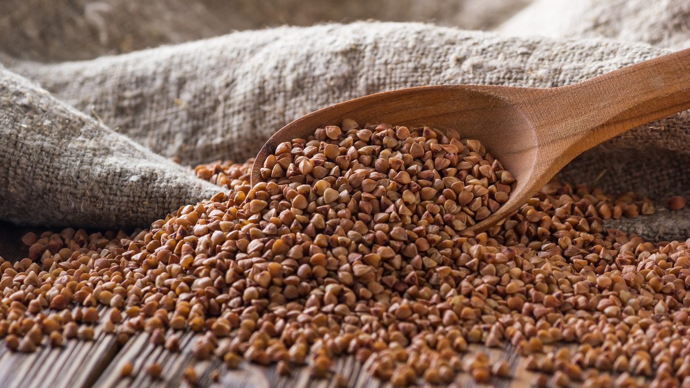 Rural still-life - the peeled groats of buckwheat (Fagopyrum esculentum)