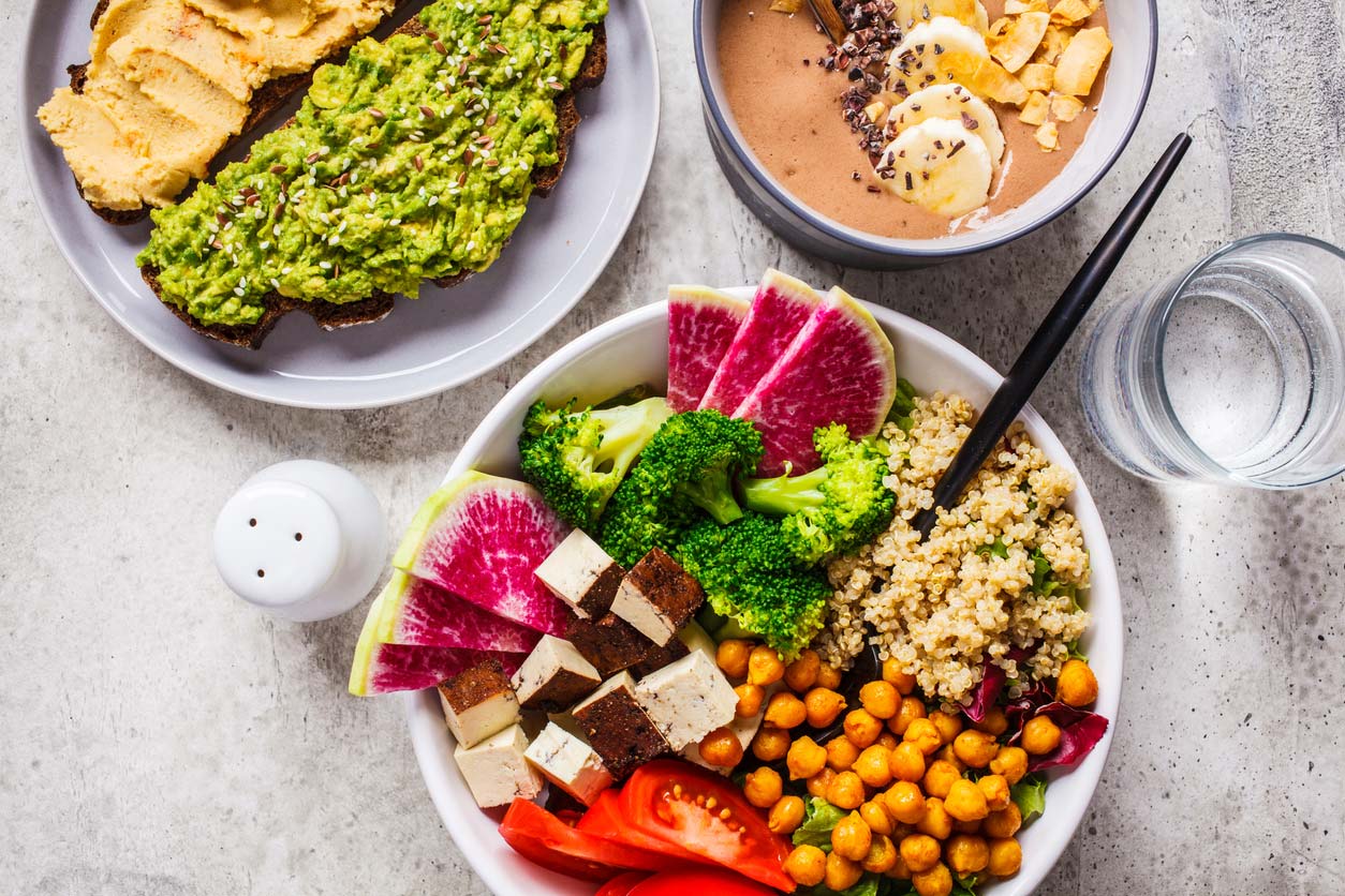 Vegan meals on a table