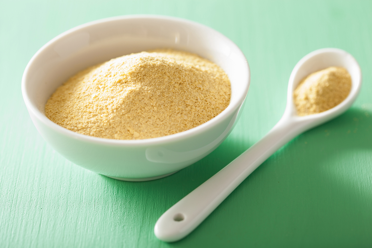 vegan nutritional yeast flakes in bowl